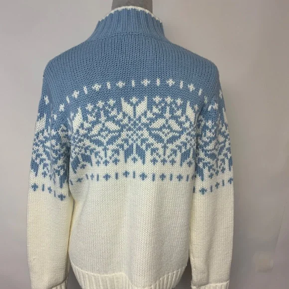 Turtleneck Sweater Snowflake Sequins Winter Grandma Mature Modest Women’s SZ XL - Picture 4 of 10